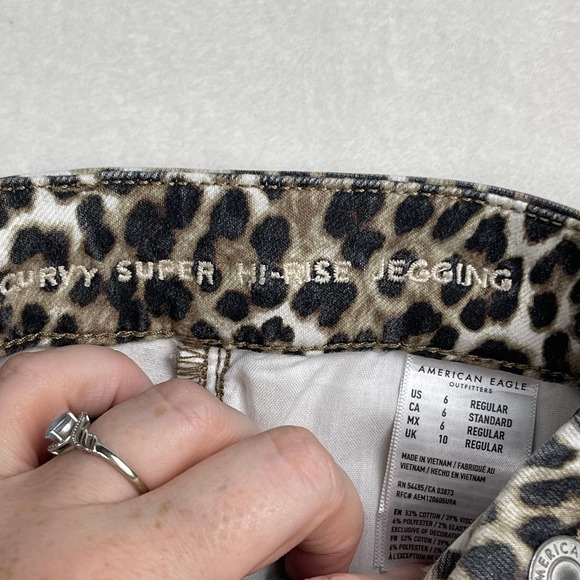 American Eagle Hi-Rise Jegging Stretch Pants Cheetah Leopard Animal Print Size 6 - Picture 9 of 14